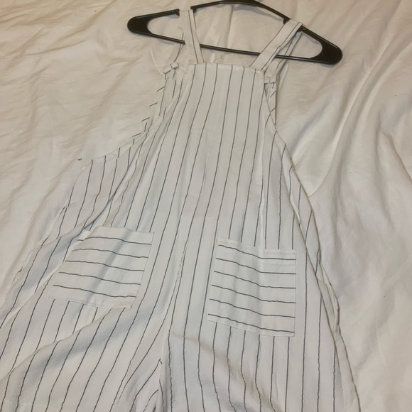 Short Striped Linen Romper - Picture 2 of 3